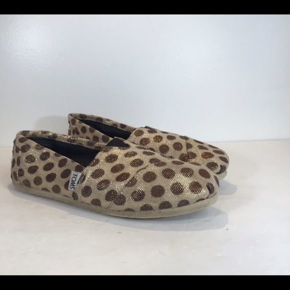 TOMS POLKA DOT METALLIC SLIP ON FLATS SZ 7.5 - Picture 2 of 12